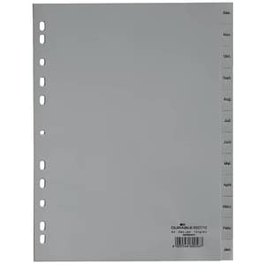 DURABLE Ordnerregister Vollformat Jan.-Dez. grau 12-teilig mit Wechseltaben