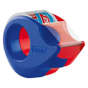 Handabroller Mini, 10m x 19mm, rot/blau TESA