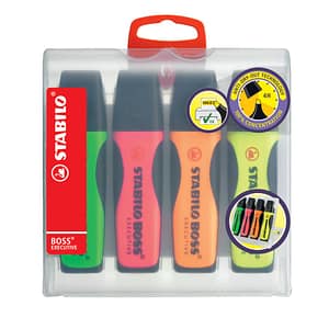 STABILO®Textmarker BOSS® EXECUTIVE, 2-5mm, Etui mit 4 Stiften