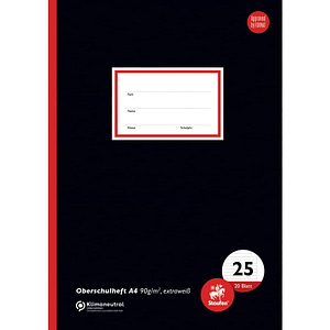 Staufen® Schulheft Oberschule kariert/liniert DIN A4 Außenrand, 20 Blatt