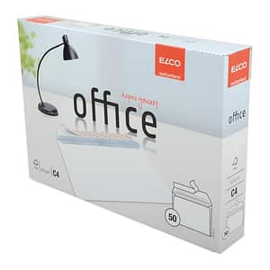 Briefhülle Office ELCO, DIN C4 ohne Fenster, Haftklebung, weiß, 50 Stück