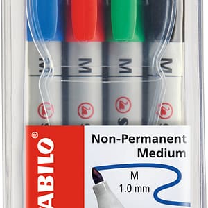 STABILO® Folienstift OHPen universal, 1 mm, wasserlöslich, Etui mit 4 Stiften