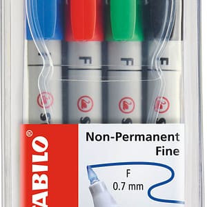 STABILO® Folienstift OHPen universal, 0,7 mm, wasserlöslich, Etui mit 4 Stiften