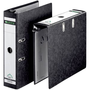 LEITZ 1821 Qualitäts-Hängeordner 180° schwarz, Hartpappe, 8cm, DIN A4