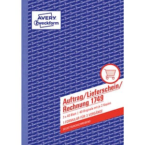 AVERY ZWECKFORM Auftrag/Lieferschein/Rechnung 1749, A5, selbstdurchschreibend