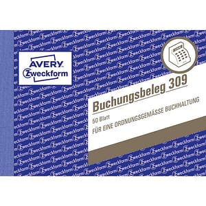AVERY ZWECKFORM Buchungsbeleg 309, DIN A6 quer, 50 Blatt