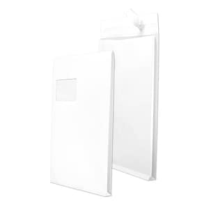 MAILmedia Faltentaschen Securitex DIN C4 mit Fenster weiß mit 5,0cm Falte, 25 St.