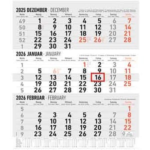 3-Monats-Wandkalender 2026