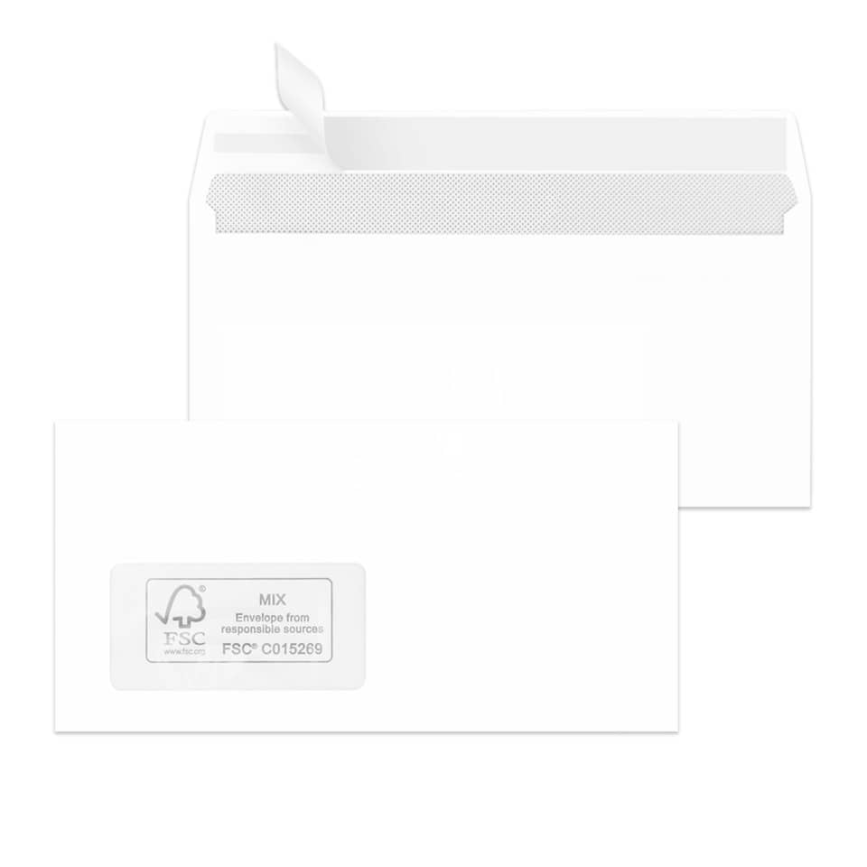 MAILmedia Briefumschläge TopSTAR DIN lang mit Fenster hochweiß haftklebend 1000 St.