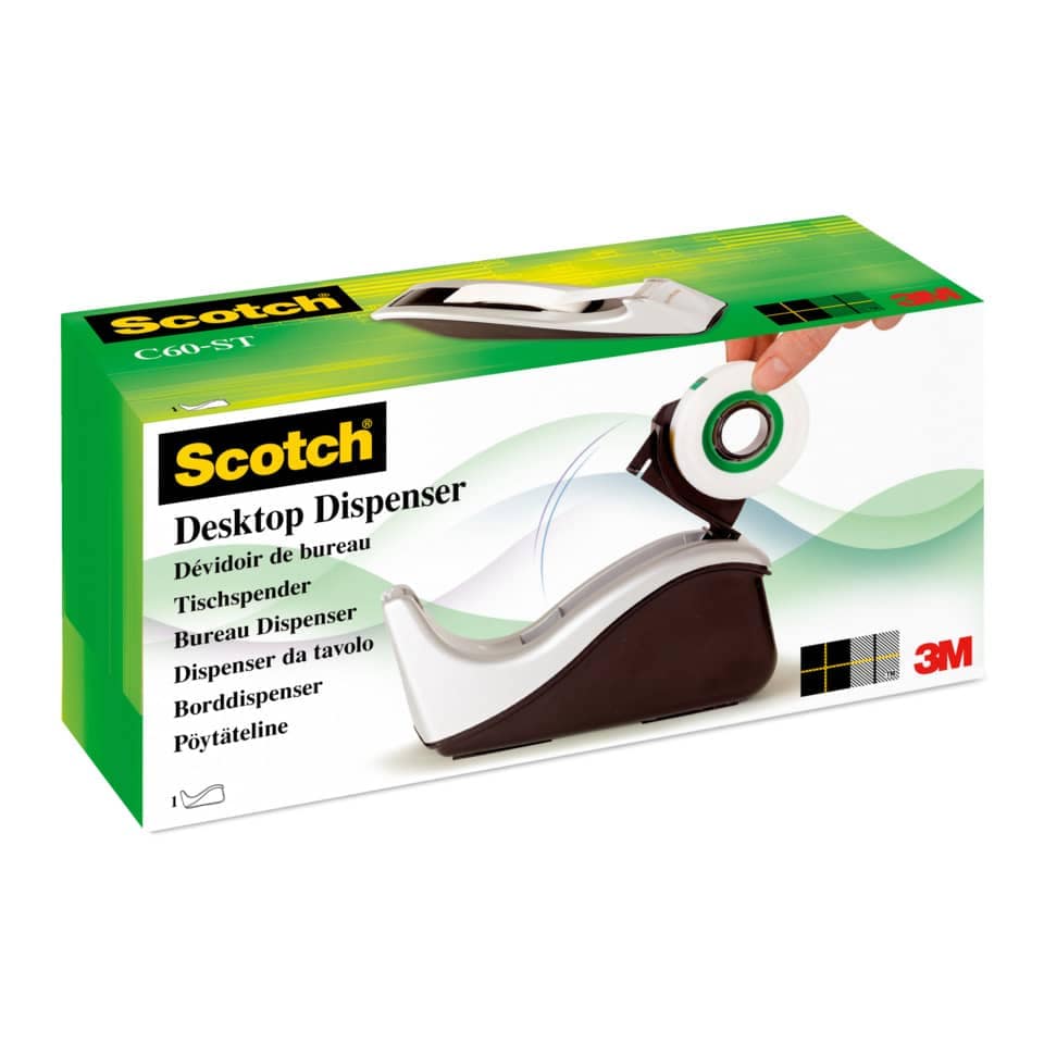 SCOTCH C60ST Tischabroller, silber/schwarz, inkl. 1 Rolle Scotch® Magic™ Klebeband – Bild 2