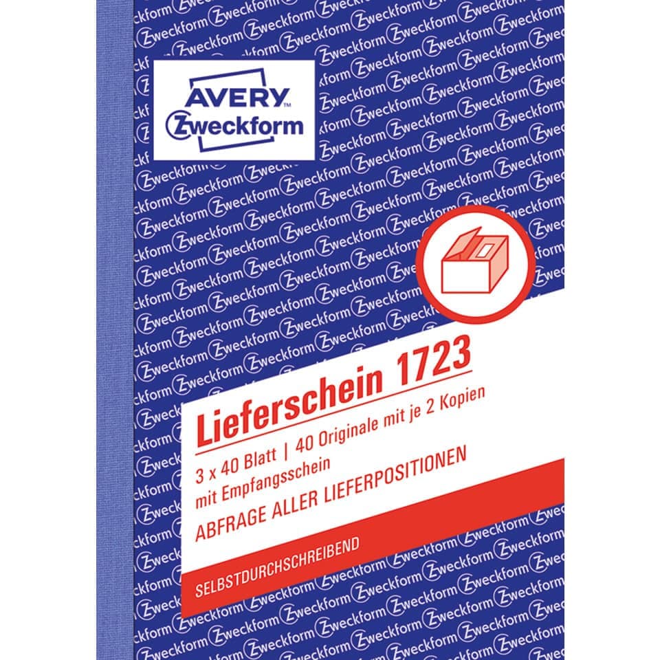 AVERY ZWECKFORM Lieferscheinbuch mit Empfangsschein 1723, A6, selbstdurchschreibend