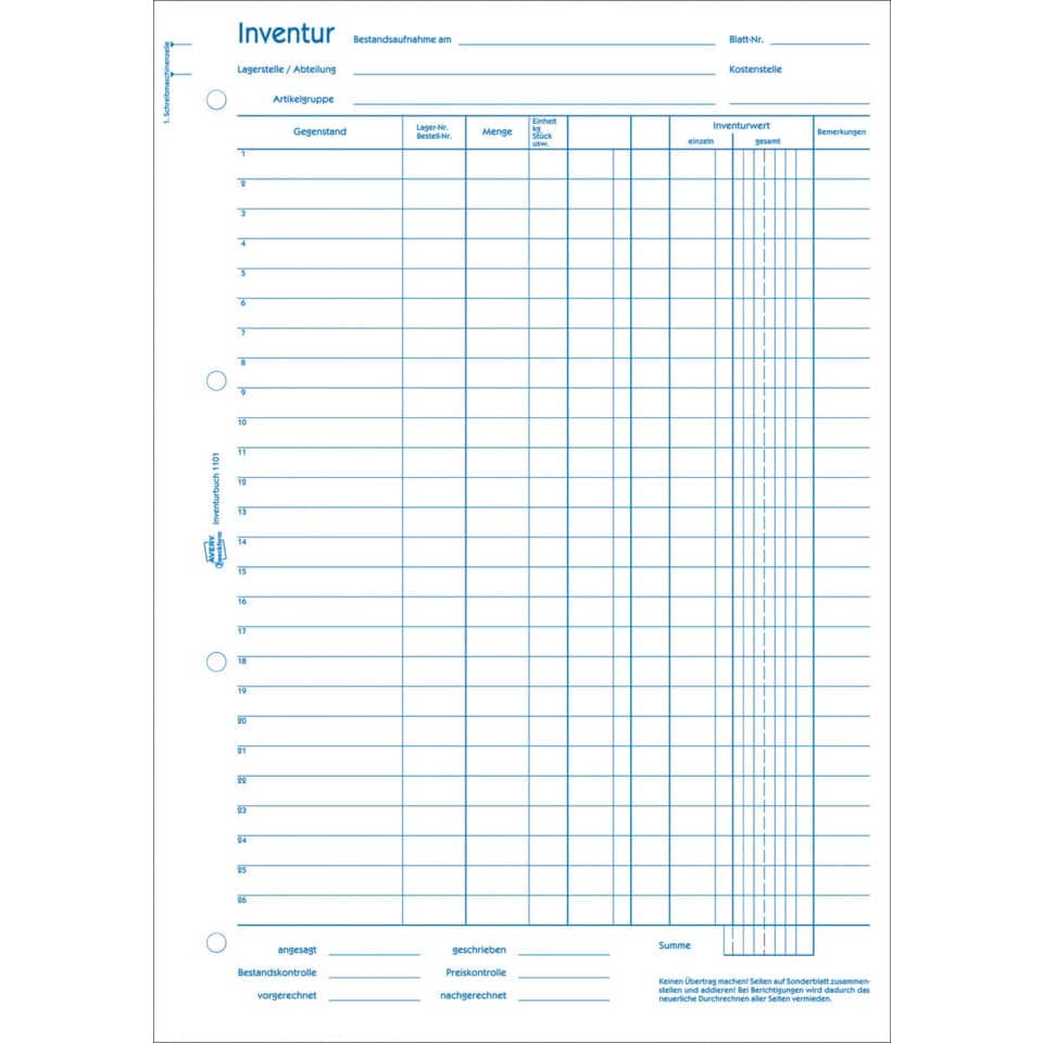 AVERY ZWECKFORM Inventurbuch 1101, 50 Blatt – Bild 4