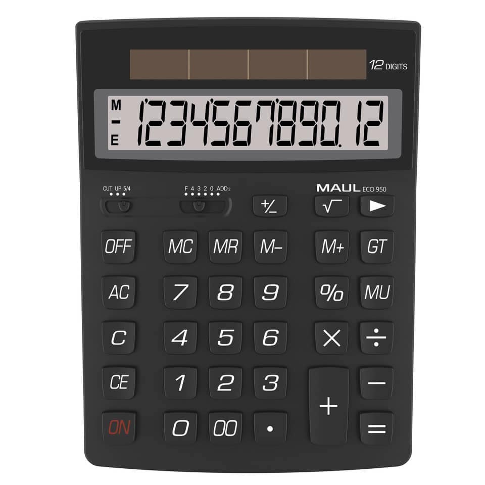 Tischrechner Solar ECO 950, 12 Stellen, schwarz MAUL
