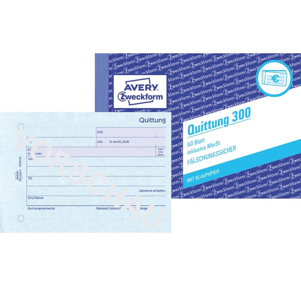 AVERY ZWECKFORM Quittung inkl. MwSt. mit Blaupapier 300, A6 quer, 50 Blatt – Bild 2